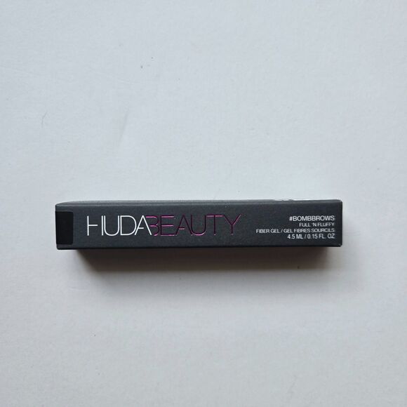 HUDA BEAUTY Brow Fiber Gel Soft Black #BOMBBROWS Full N' Fluffy Full Size NIB - Picture 1 of 6